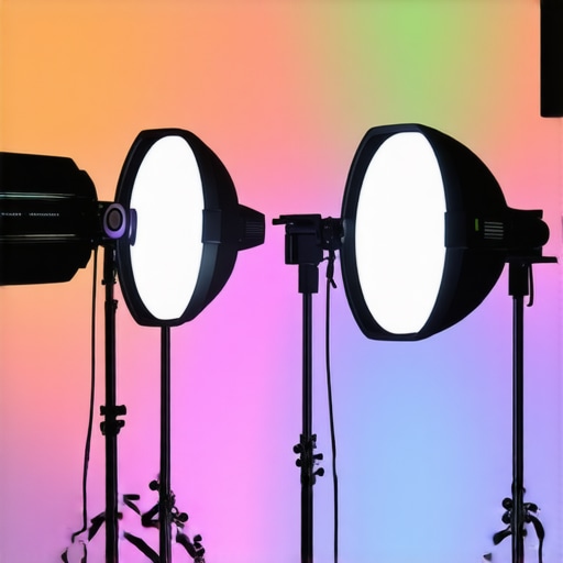 Professional studio with RGB and softbox lights demonstrating advanced video lighting techniques