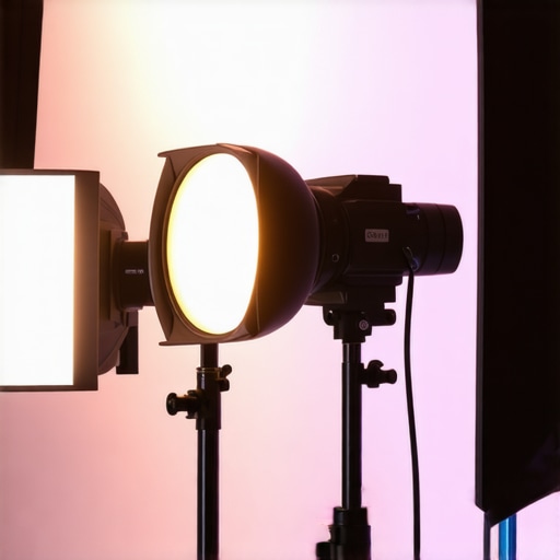 Professional RGB LED lighting setup in a studio with colorful effects