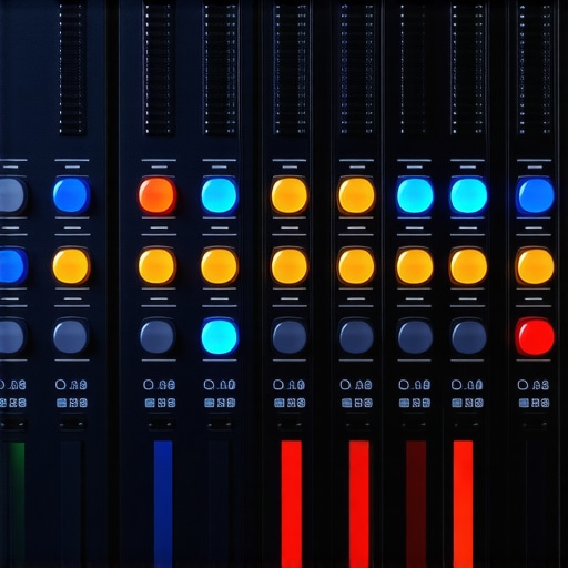 Control panel with RGB lights being programmed in a professional studio