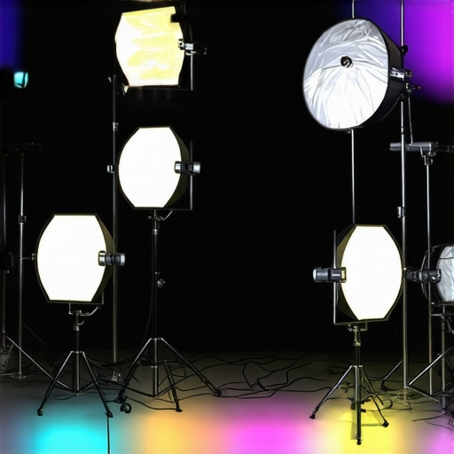 A professional creator studio with softboxes, LED panels, and RGB lights arranged for optimal video quality.