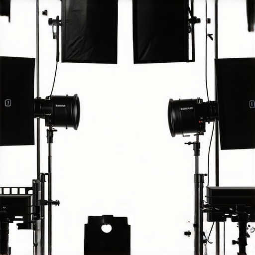 A well-arranged video studio with softbox, RGB, and LED lights positioned for optimal filming quality.