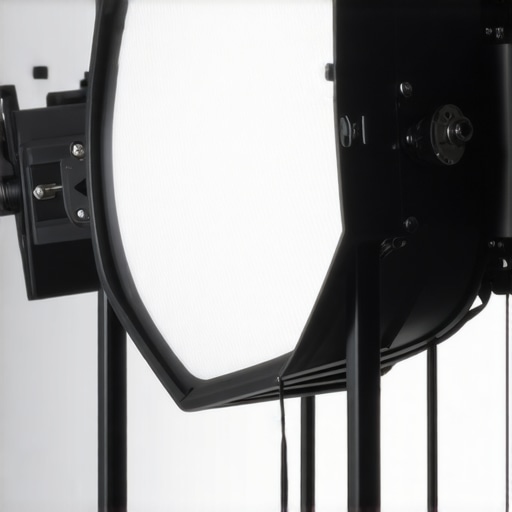 Technician cleaning and calibrating RGB studio lights to ensure optimal performance.