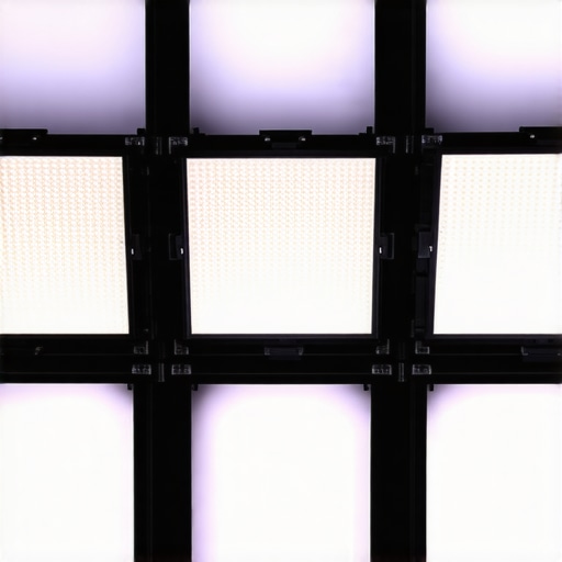 Studio technician adjusting LED panel distance and diffuser placement