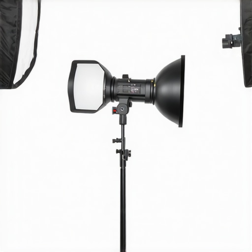 A professional video setup showing three softboxes with diffusers and lighting adjustments, demonstrating ideal softbox positioning.