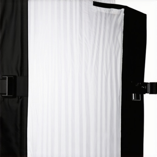 Close-up of a softbox attached with clamps on an ultra-thin LED panel