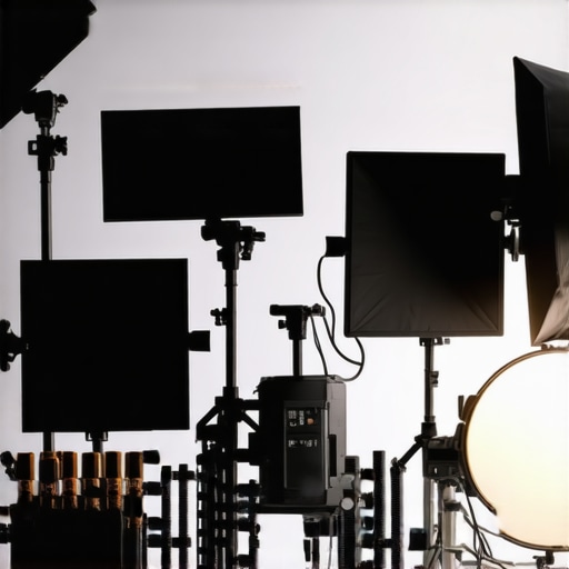 Organized studio with lighting equipment and maintenance tools
